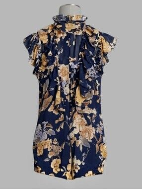 NEW Ralph Lauren Navy Floral Georgette Sleeveless Top